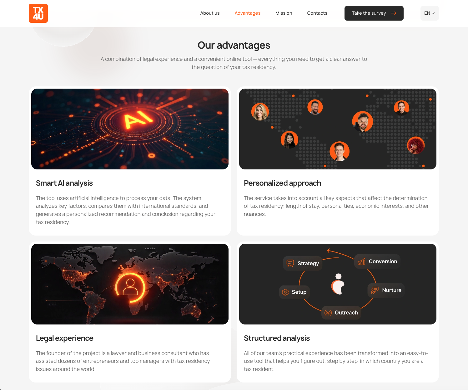 TX4U platform advantages: AI analysis, personalized approach, structured analysis